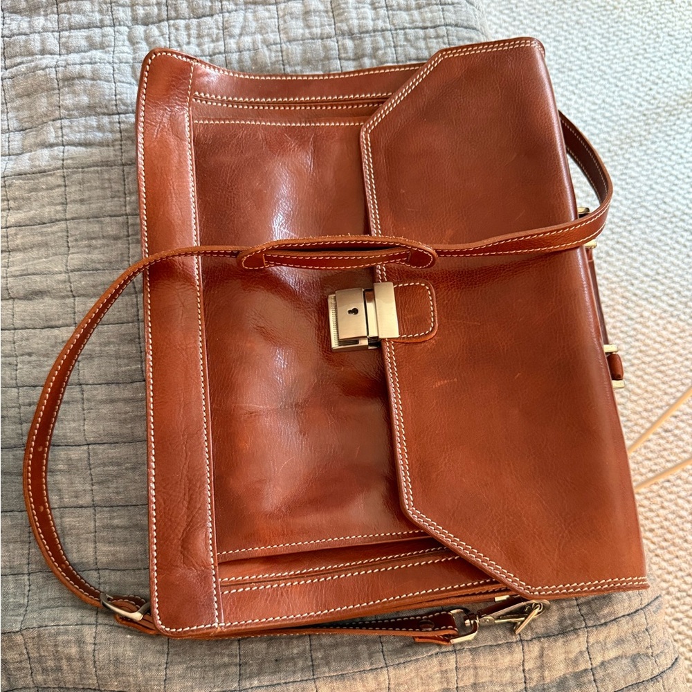 Genuine Leather Messenger Briefcase